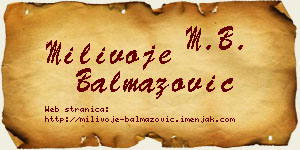 Milivoje Balmazović vizit kartica